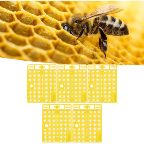 Jaula aisladora de reinas para colmenas, jaula portátil de introducción de reinas, 5 piezas de accesorios reutilizables de apicultura amarillos, excluidor de reinas