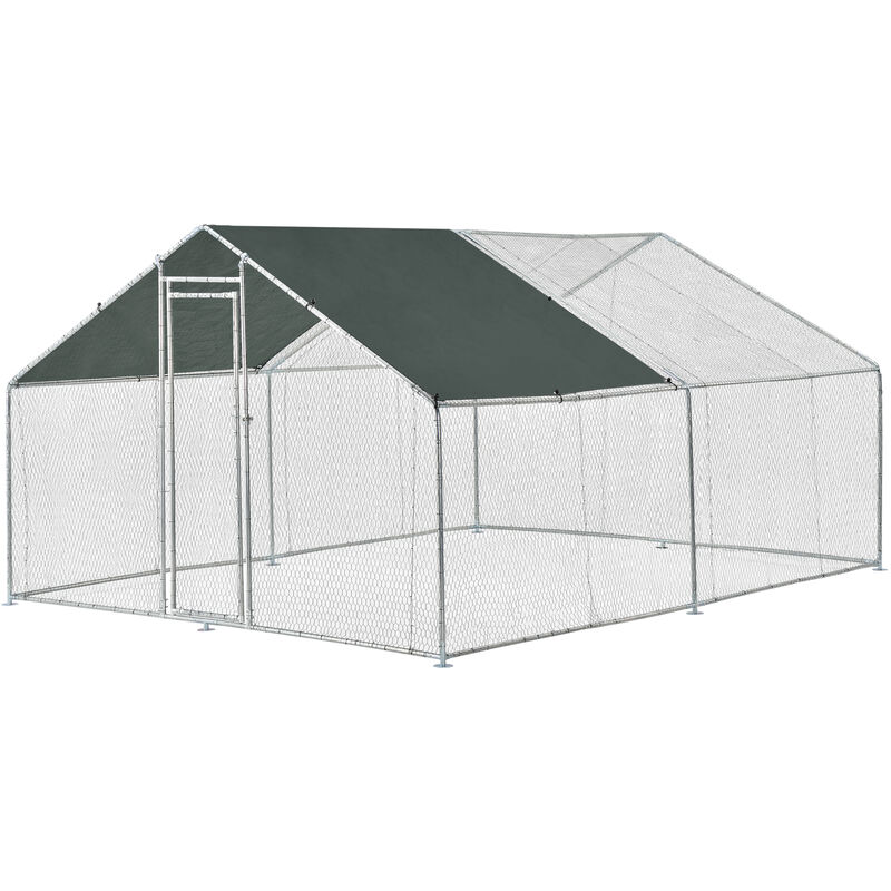 

Pro.tec - Jaula al aire libre - 3 x 4 x 2 m - Voladero para aves - Jaula Gallinero de Exterior con Tejado - Casa de animales pequeños - Color plata y