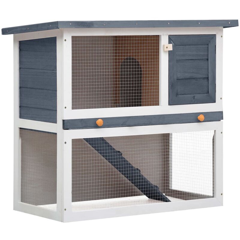 

vidaXL Jaula conejera con 1 puerta madera gris - Gris