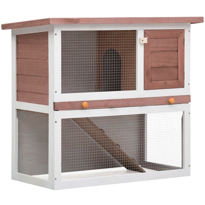 

vidaXL Jaula conejera con 1 puerta madera marrón - Marrón