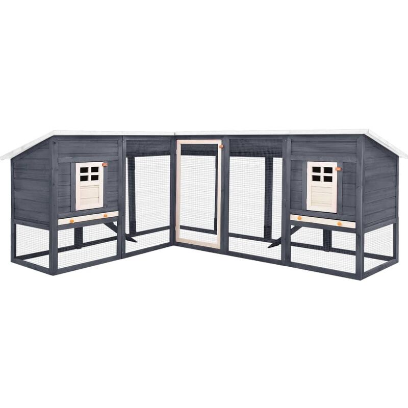 

Jaula conejera de exterior con corral madera abeto gris blanco - Gris