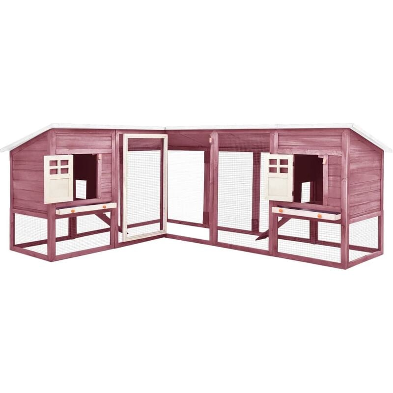 

vidaXL Jaula conejera de exterior con corral madera abeto mocca blanco - Marrón