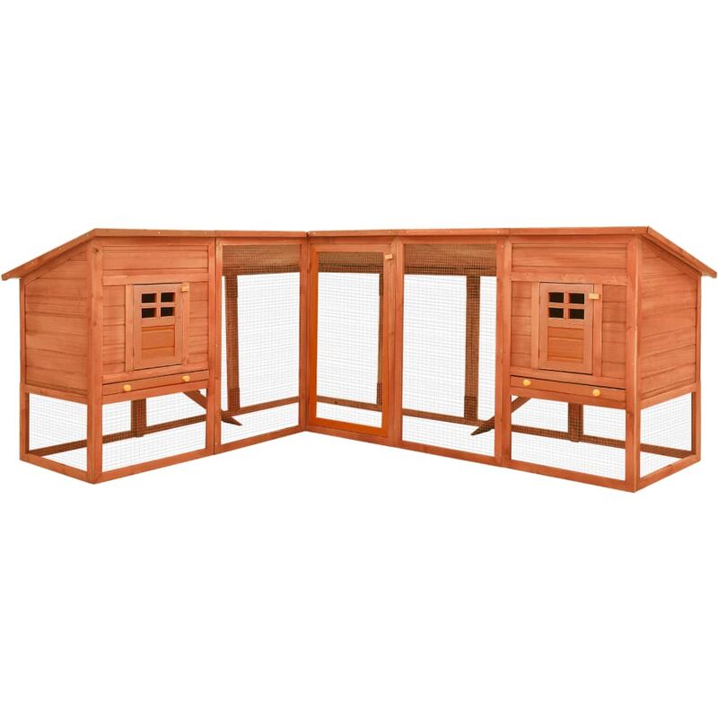 

vidaXL Jaula conejera de exterior con corral madera de abeto marrón - Marrón