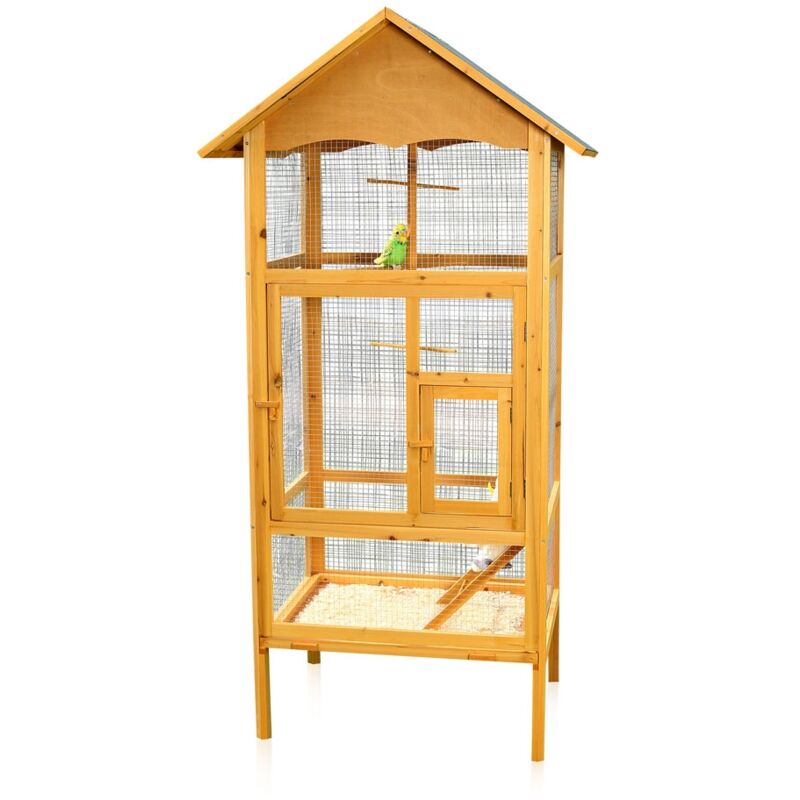 

Mucola - Pajarera jaula para pájaros casa de pájaros de madera habitación de pájaros jaula de loros nido casita para aves jaula para canarios