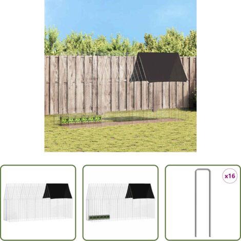 Jaula exterior -  Jaula para conejos Plateado 400 x 100 x 210 cm