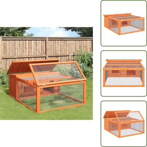 Jaula exterior - vidaXL Conejera de madera maciza de pino marrón 117,5x97x47,5 cm - Jaula para conejos y cobayas