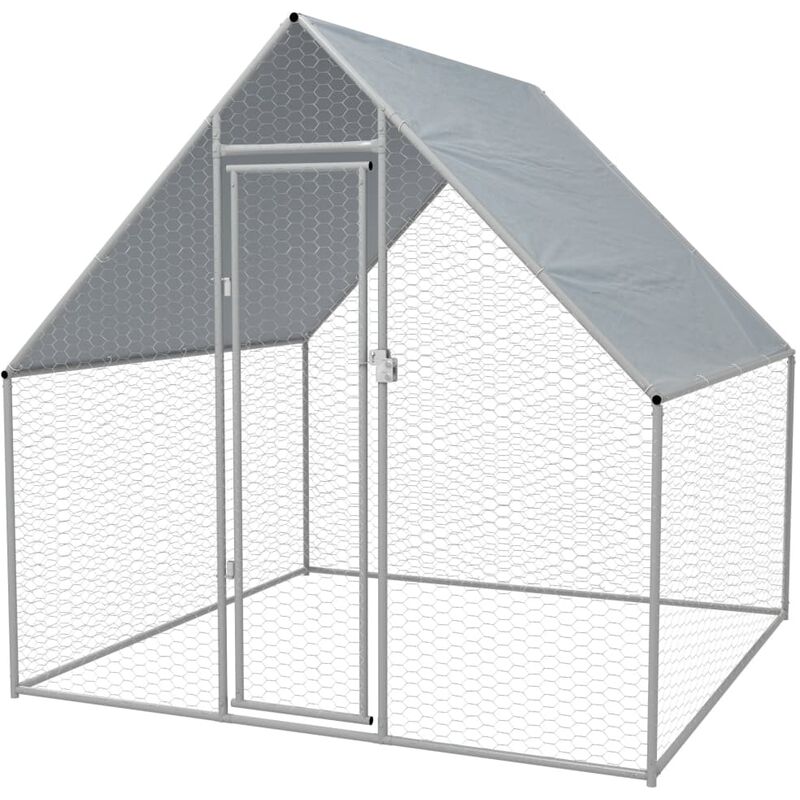 

Jaula gallinero de exterior de acero galvanizado 2x2x1,92 m - Plateado