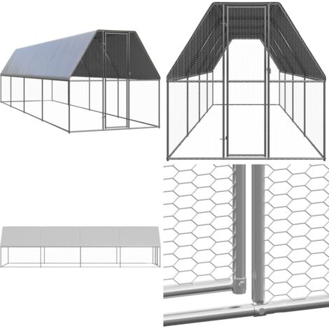 Jaula gallinero de exterior de acero galvanizado 2x8x2 m - Gallinero exterior - Gallinero de acero