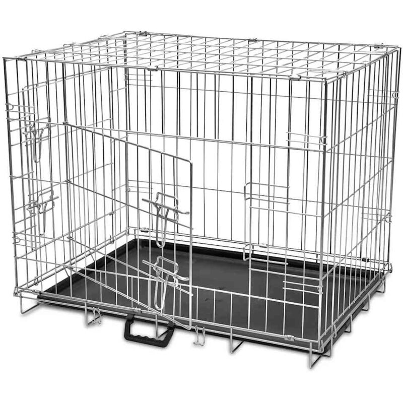 

Jaula para Perros Plegable de Metal M - Negro - Vidaxl