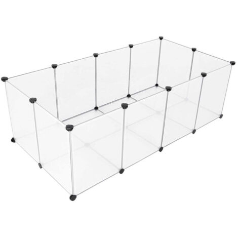 Jaula modular para animales pequeños base para cobayas hámsters conejos y roedores 143 x 73 x 46 cm paneles transparentes 120005398