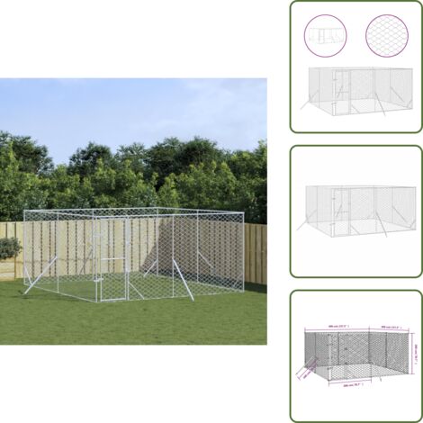 Jaula para animales - vidaXL Perrera de exterior acero galvanizado plateado 4x4x2 m - Perrera plateada
