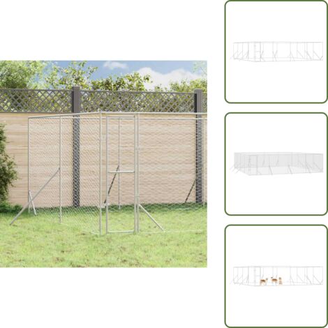 Jaula para animales - vidaXL Perrera de exterior acero galvanizado plateado 8x8x2 m - Perrera plateada