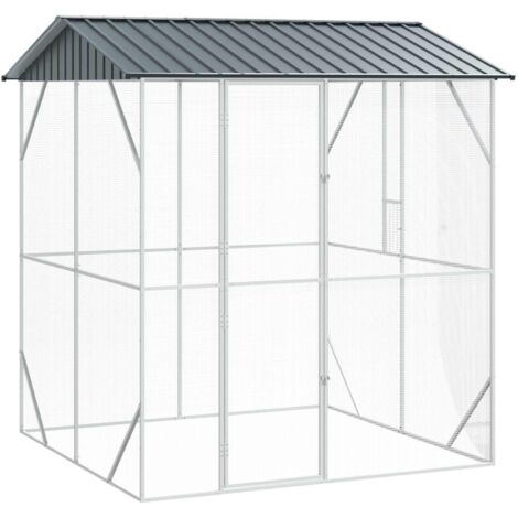 Jaula para Aves Antracita 215 x 208 x 247 cm Acero galvanizado