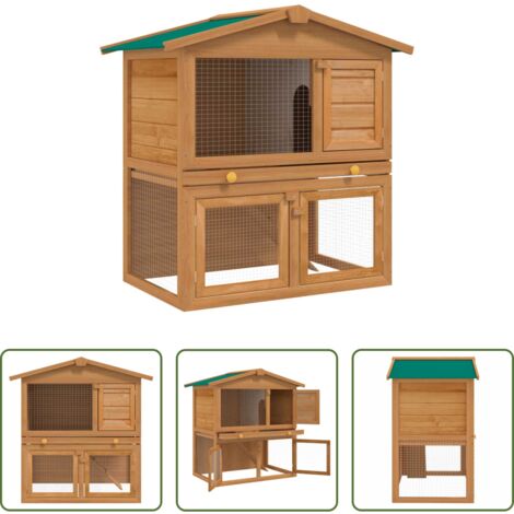 Jaula para conejos -  Casa de animales pequeños jaula conejera 3 puertas madera