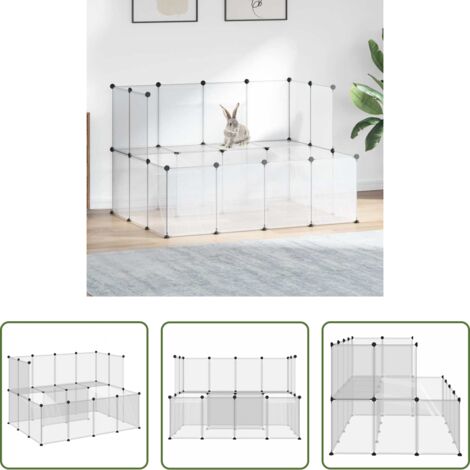 Jaula para conejos -  Jaula de animales pequeños transparente PP y acero 143x107x93cm