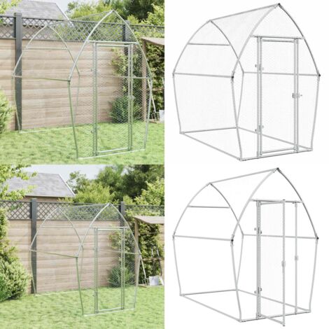 Jaula para gallinas acero galvanizado plateado 200x105x182 cm - Gallinero acero galvanizado - Gallinero exterior