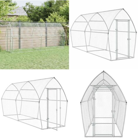 Jaula para gallinas acero galvanizado plateado 400x105x182 cm - Gallinero acero galvanizado - Gallinero exterior