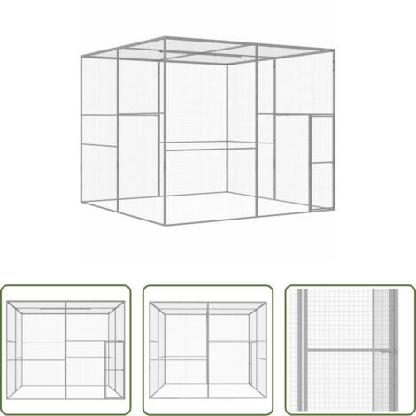 Jaula para gatos exteriores -  Jaula para gatos acero galvanizado 3x3x2,5 m