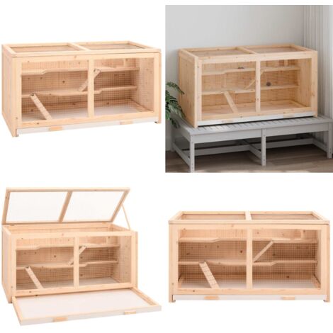 Jaula para hámster 104x52x54 cm de madera maciza de abeto - Jaula de madera - Jaula para roedores