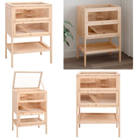 Jaula para hámster 55x40x80 cm de madera maciza de abeto - Jaula de madera - Jaula para roedores