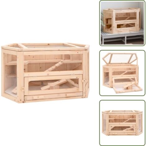 Jaula para hámster de abeto - vidaXL Jaula para hámster madera maciza abeto 80x40x43 cm - Jaula para ratones