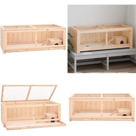 Jaula para hámster madera maciza abeto 104x52x38 cm - Jaula de madera - Jaula para roedores