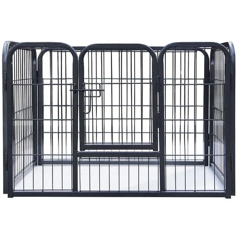 PawHut Parque para Mascotas 6 Vallas de Metal 61x76 cm Corrales  Desmontables para Perros con Techo Hexagonal y Puerta con Cierre de  Seguridad 122x105x119 cm Negro y Colorido