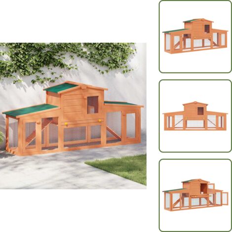 Jaula para mascotas - vidaXL Casa de animales pequeños jaula conejera con tejados madera - Jaula de alambre