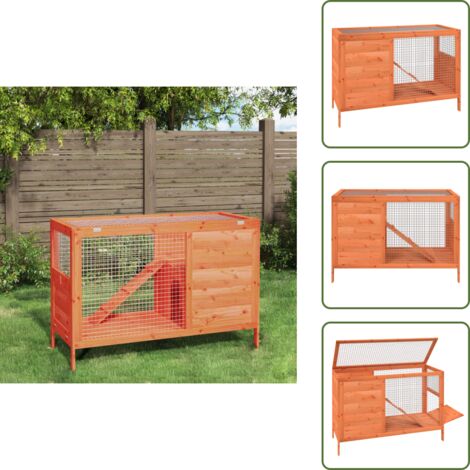 Jaula para mascotas - vidaXL Conejera de madera maciza de pino marrón 103x44x69,5 cm - Jaula para conejos de exterior