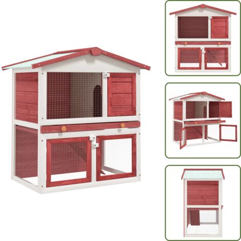 Jaula para mascotas - vidaXL Jaula conejera con 3 puertas madera rojo - Jaula de hierro