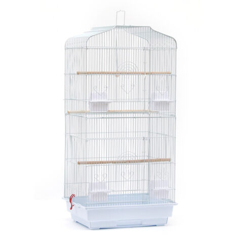Jaula para Pájaros Jaula Metálica para Mascota Aves Loros Canarios 46 x 36 x 92 cm Blanco