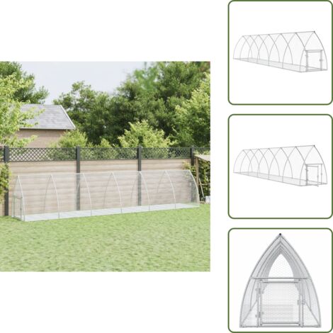 Jaula para patos - vidaXL Conejera acero galvanizado plateado 105x600x120 cm - Jaula para gansos
