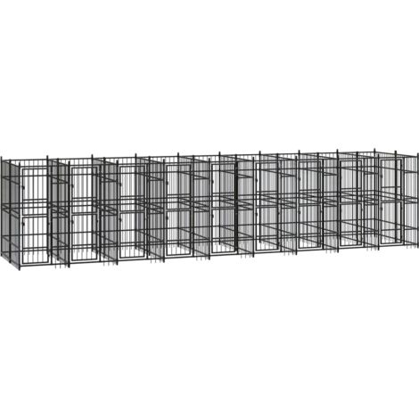 Jaula para perrera exterior animal pac para perros acero 16,59 m² negro 020041801