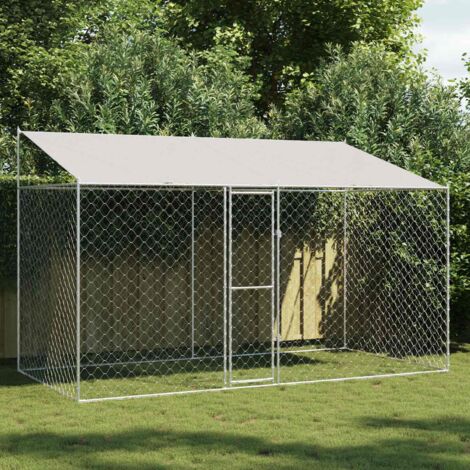 Jaula para perro Plateado 400 x 200 x 256 cm Acero Galvanizado