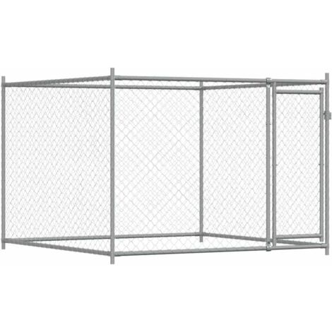 Jaula para perros con puerta 2 x 2 x 1,5 m acero galvanizado gris 020041618