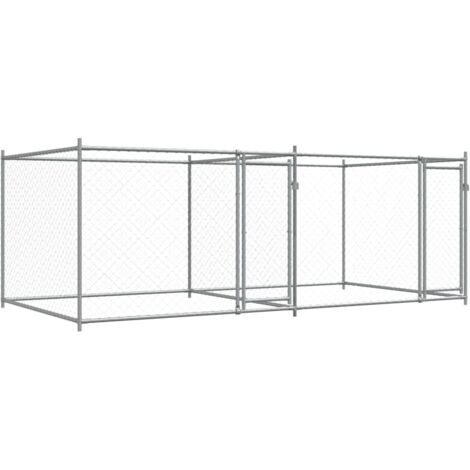 Jaula para perros con puertas 4 x 2 x 1,5 m acero galvanizado gris 020041624