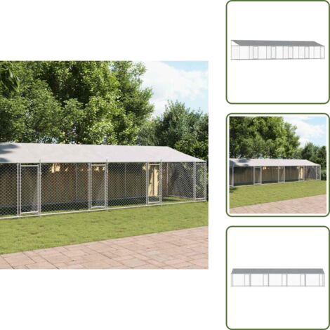 Jaula para perros con techo - vidaXL Jaula de perros techo y puertas acero galvanizado gris 10x2x2 m - Jaula para perros con puertas