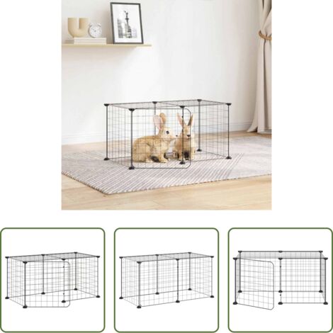 Jaula para perros -  Jaula para mascotas de 8 paneles con puerta acero negro 35x35cm