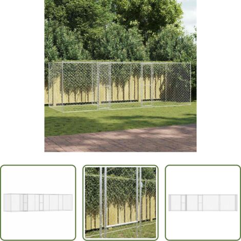 Jaula para perros -  Jaula para perro Plateado 600 x 200 x 200 cm Acero Galvanizado