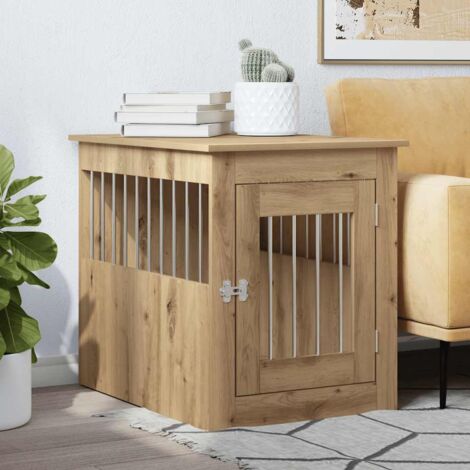Jaula para perros madera ingeniería roble artesanal 55x75x65 cm