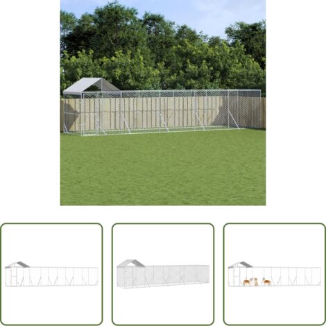Jaula para perros -  Perrera de exterior con techo acero galvanizado plata 10x2x2,5m