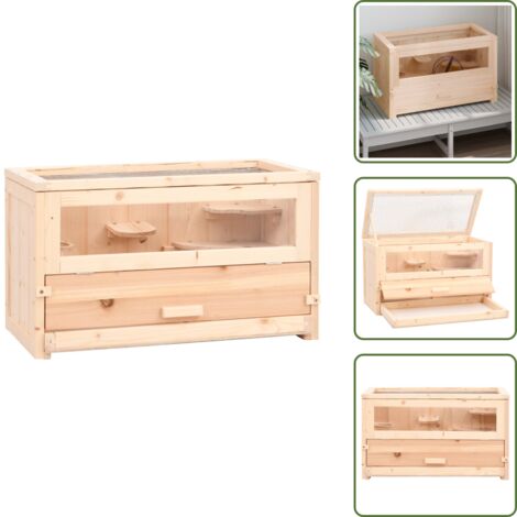 Jaula para ratones - vidaXL Jaula para hámster madera maciza abeto 60x30x35 cm - Jaula para cobayas