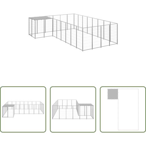 Jaula -  Perrera plateada 10,89 m² acero