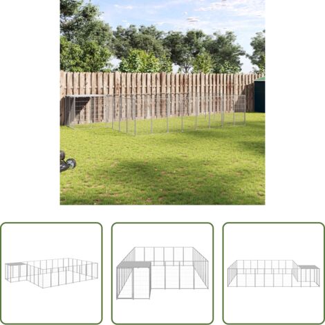 Jaula -  Perrera plateada 15,73 m² acero