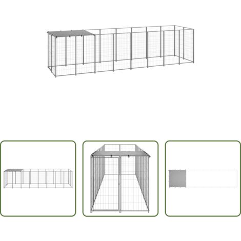Jaula -  Perrera plateada 4,84 m² acero