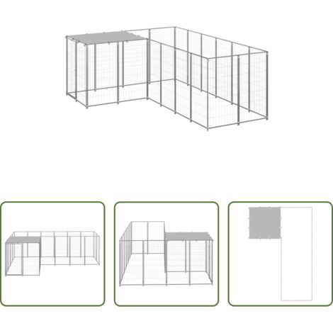 Jaula -  Perrera plateada 4,84 m² acero