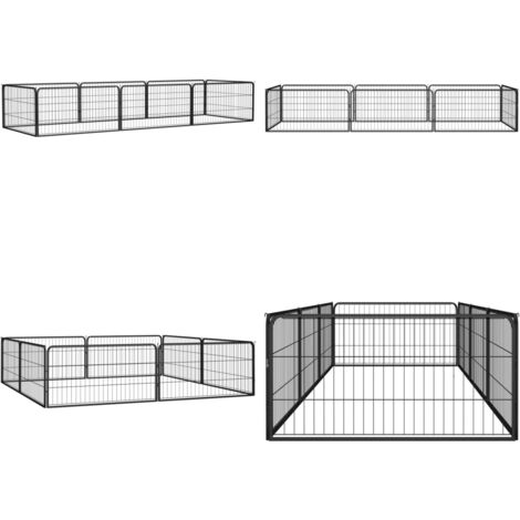 Jaula perros 8 paneles acero recubierto polvo negro 100x50 cm - Corral para cachorros - Corral de acero