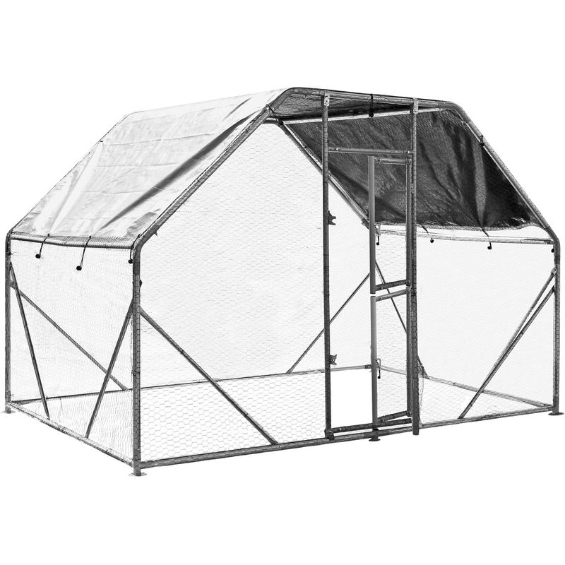 

Wiltec - Jaula Recinto Corral XXL 2x3x2m Con techo solar impermeable y puerta Animales Aves Gallinas Pollos