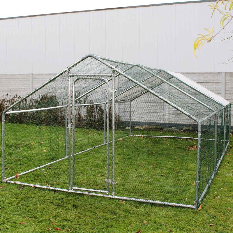 

Jaula Recinto Galllinero Exterior 4x3x2m Aves Animales Corral Jardín Pájaros Conejos Gallinas Pollos