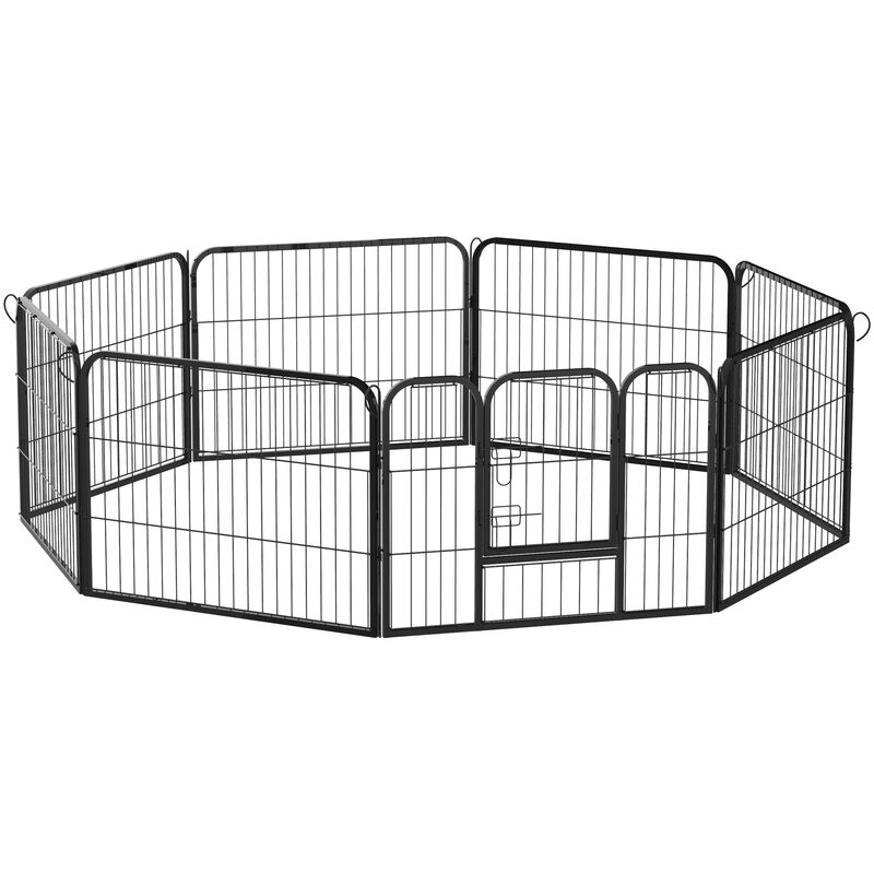 

Parque para Mascotas Bricolaje 8 Vallas 80x60 cm Jaula para Perros de Metal con Puerta y Doble Cerradura Cerca de Entrenamiento Negro - Negro